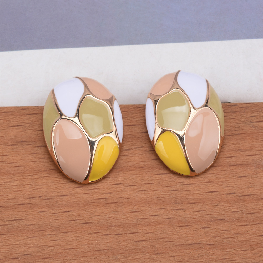 Ethnic Fashion India - Anting-anting logam Oval minyak tetes Enamel