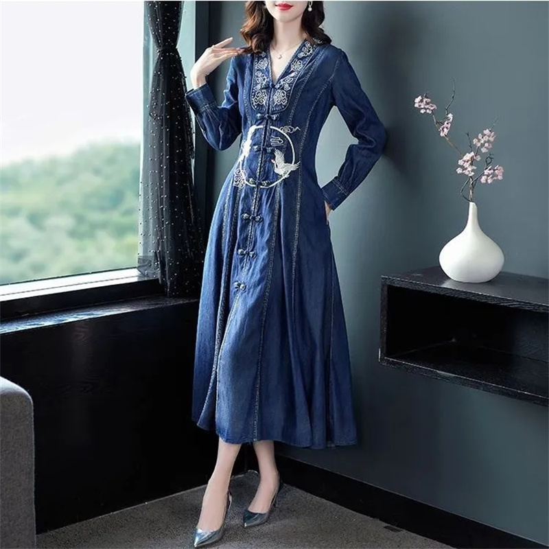 Gaun Denim Gaya Etnik Desain K - Ethnic Fashion Design ulasan dan harga